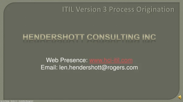 ITIL Version 3 Process Origination