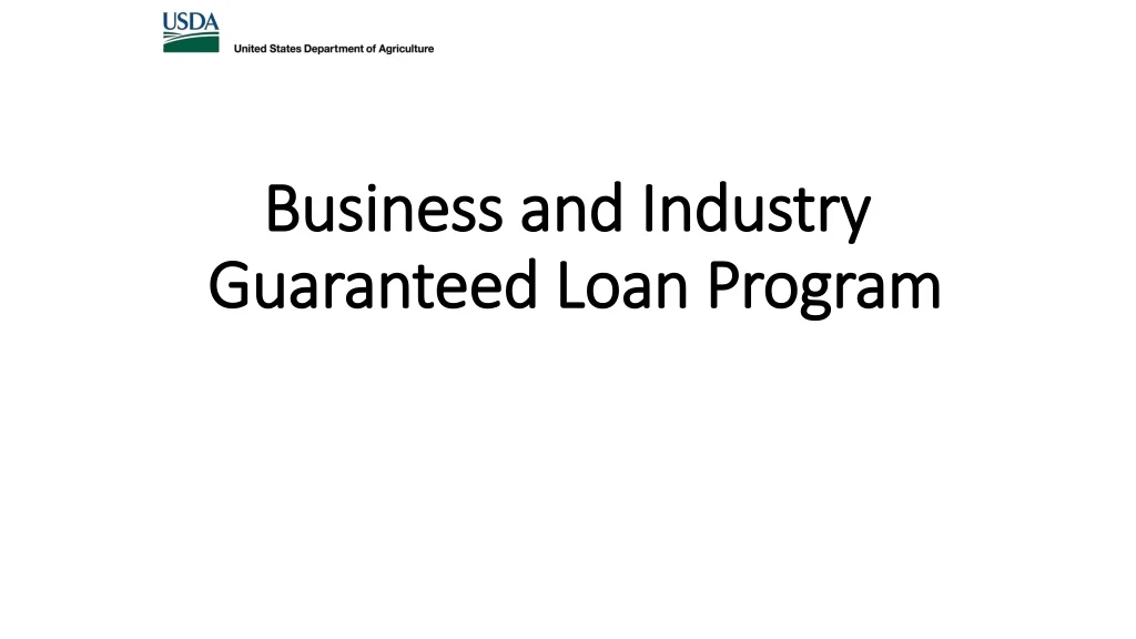 business and industry guaranteed loan program