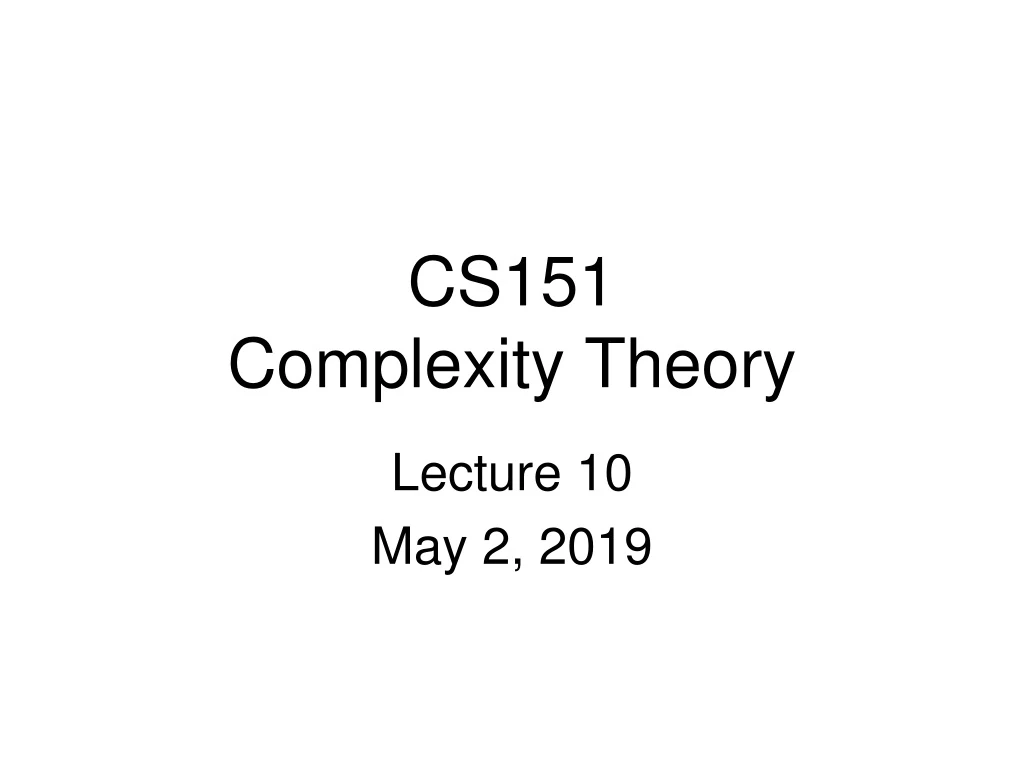 cs151 complexity theory