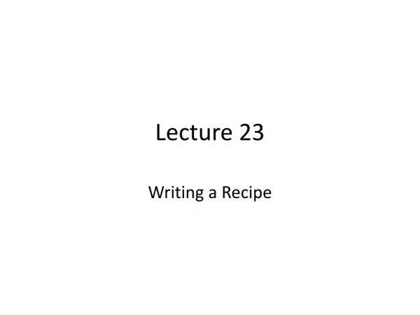 Lecture 23