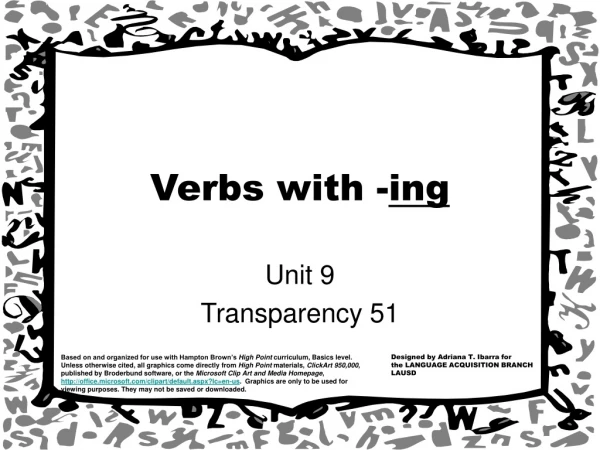 Verbs with - ing