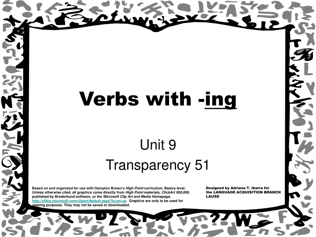 verbs with ing