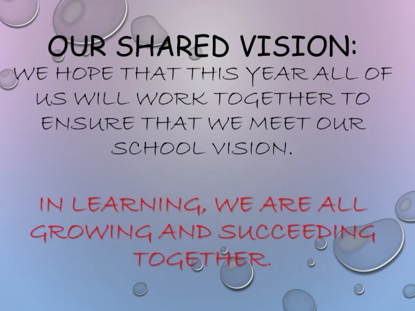 To Support Our School Vision Our Shared Values Are: