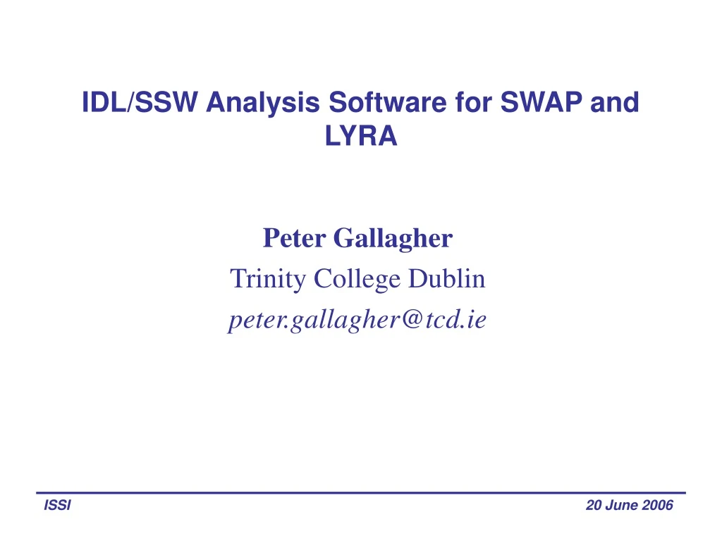 idl ssw analysis software for swap and lyra