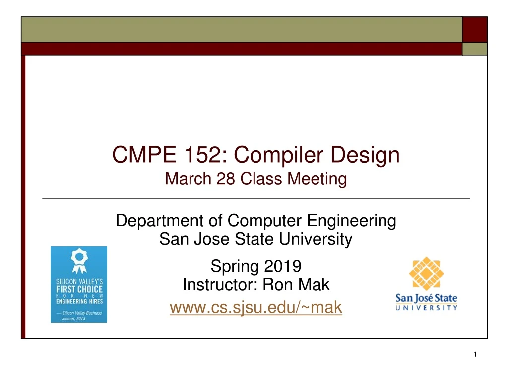 cmpe 152 compiler design march 28 class meeting