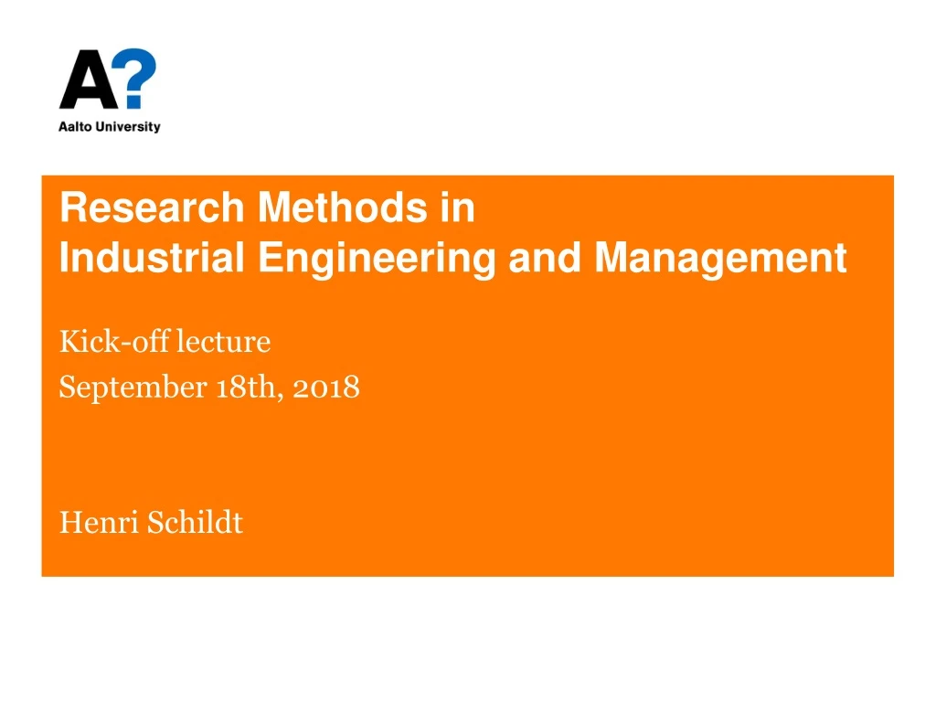 research methods in industrial engineering and management