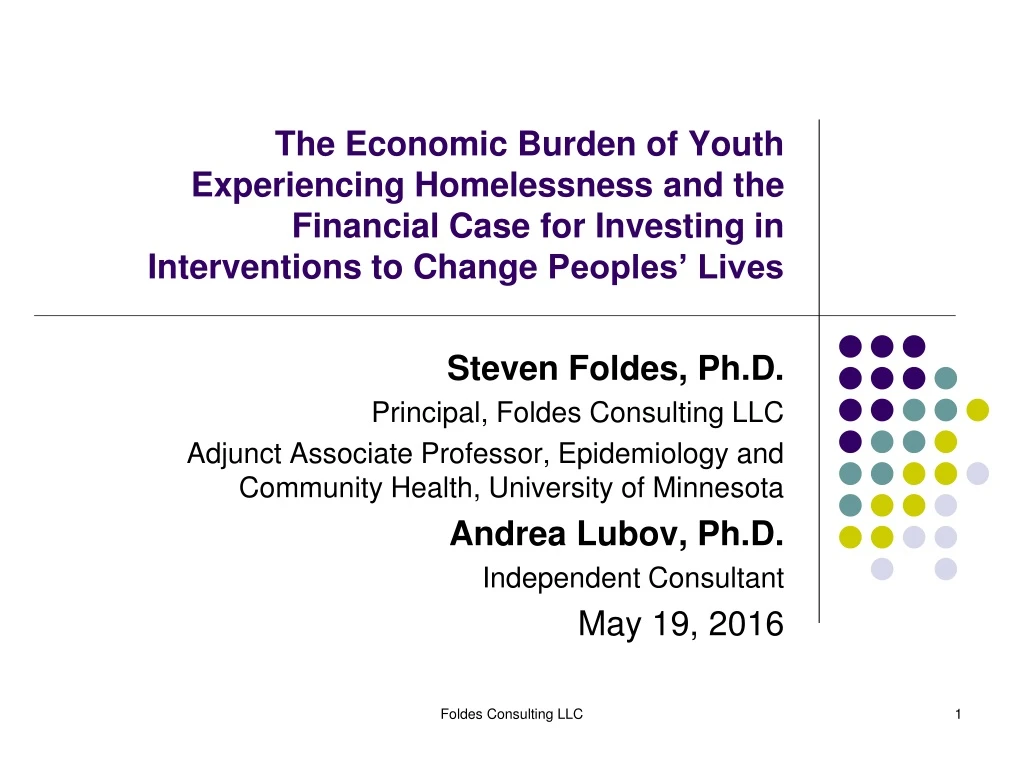 the economic burden of youth experiencing