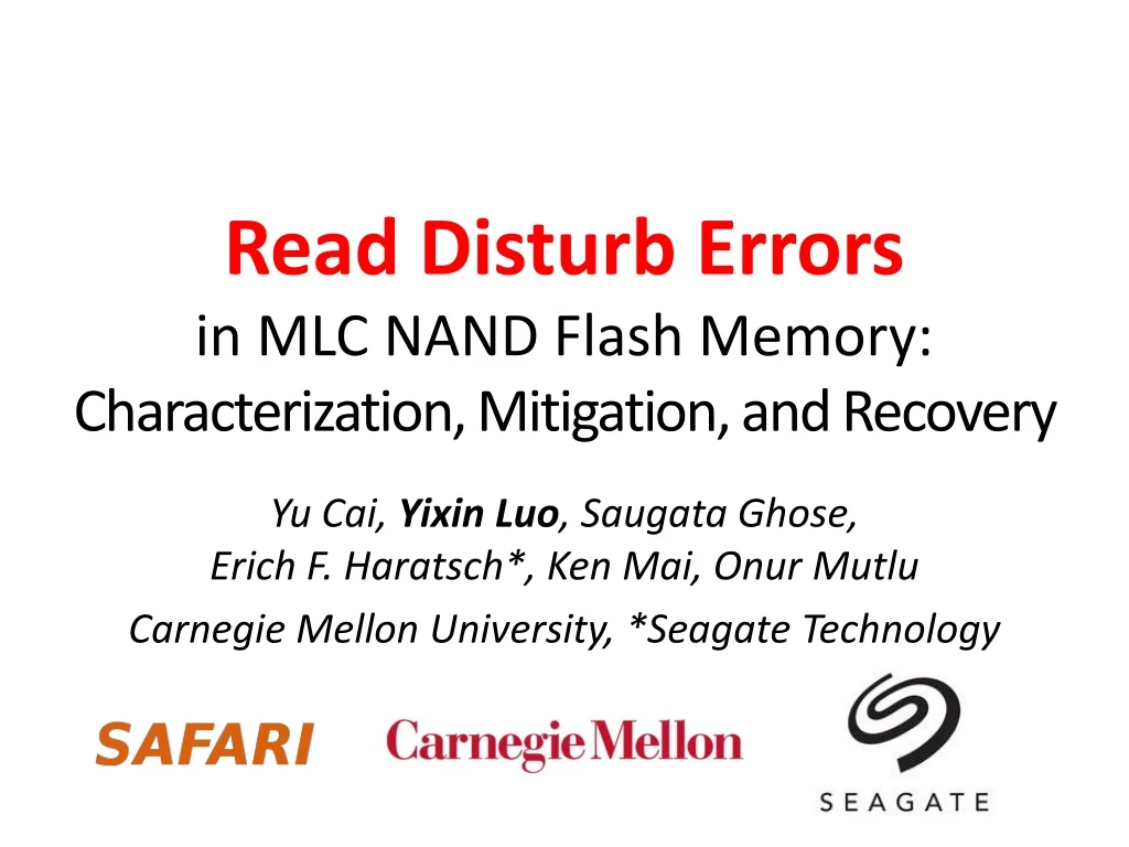 read disturb errors in mlc nand flash memory characterization mitigation and recovery