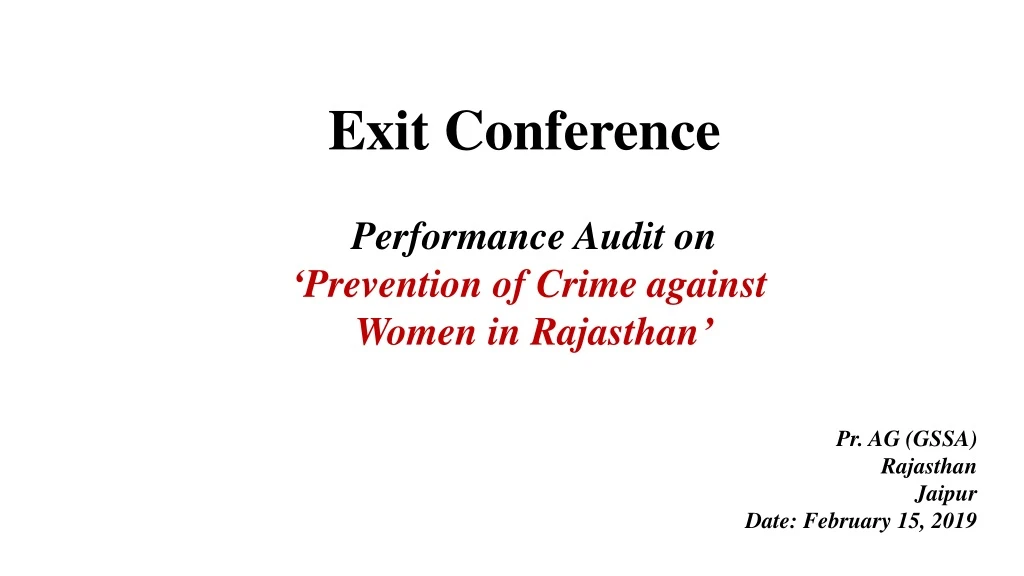 exit conference performance audit on prevention