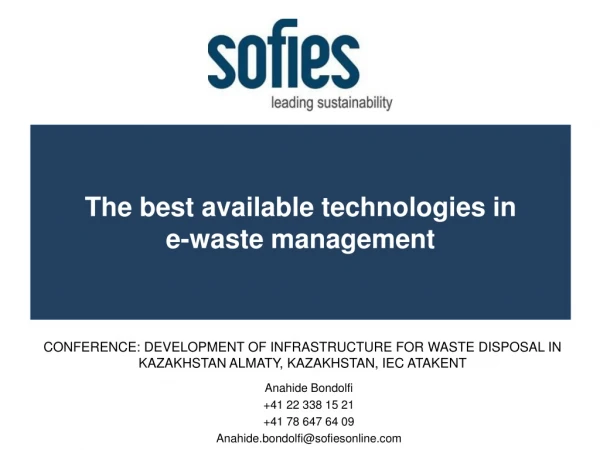The best available technologies in e -waste management