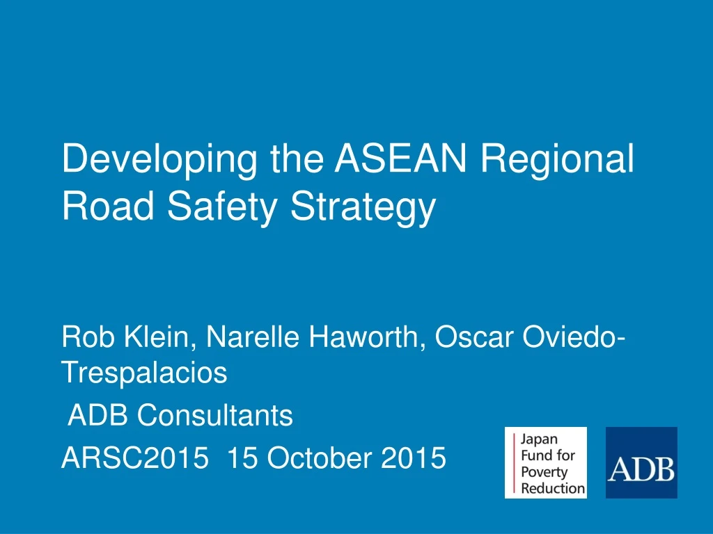 developing the asean regional road safety strategy