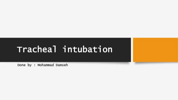 Tracheal intubation