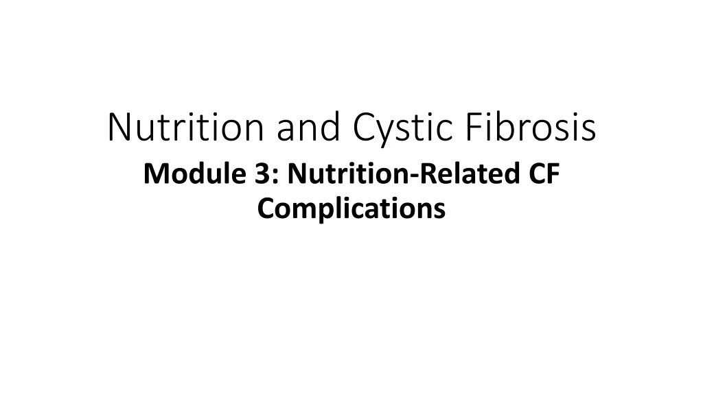 nutrition and cystic fibrosis