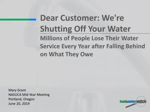 Dear Customer: We're Shutting Off Your Water 