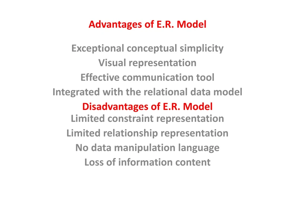 advantages of e r model exceptional conceptual