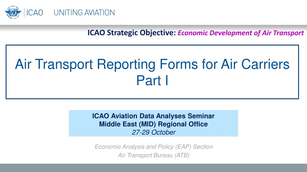 air transport reporting forms for air carriers part i