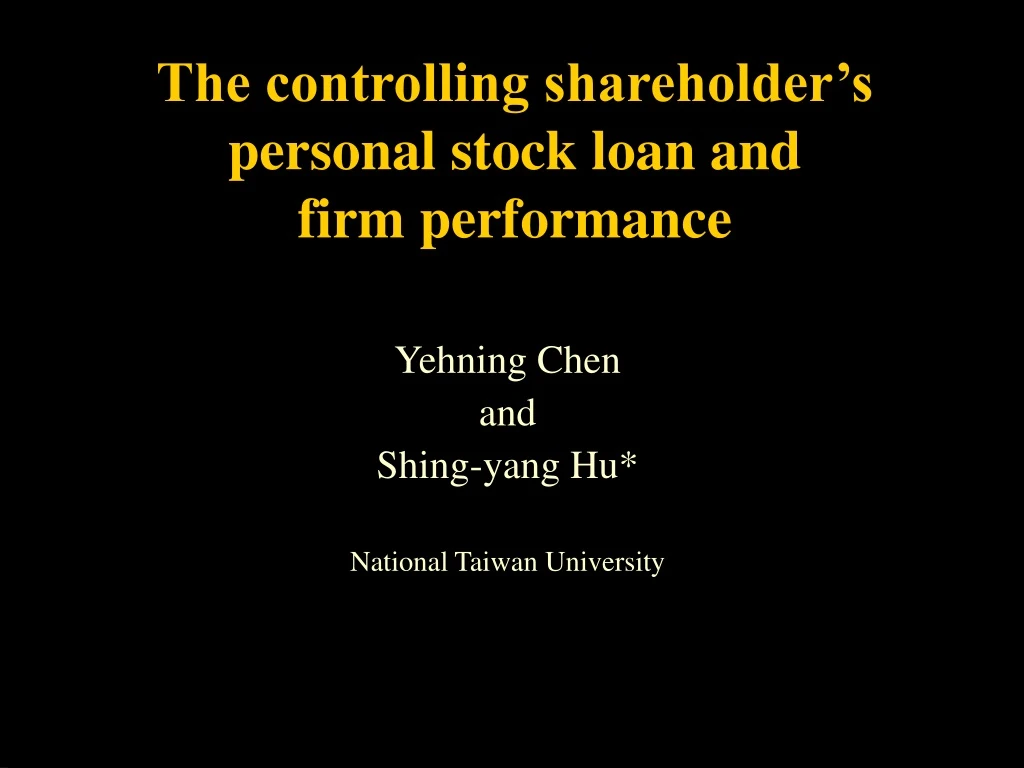 the controlling shareholder s personal stock loan and firm performance
