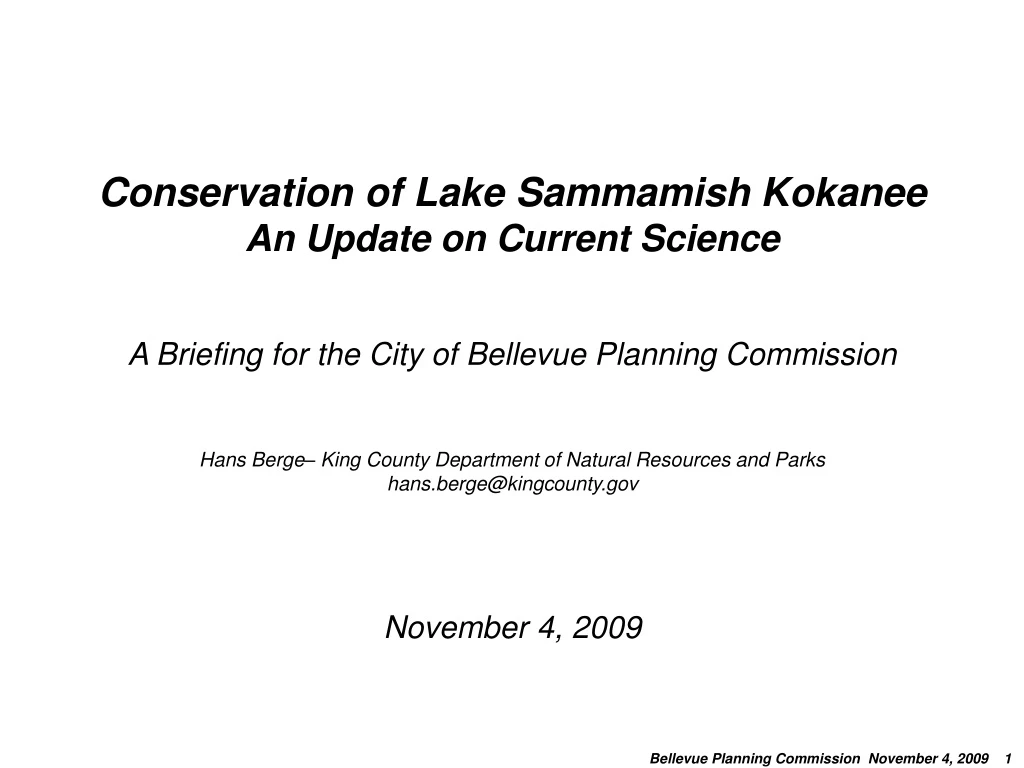 conservation of lake sammamish kokanee an update