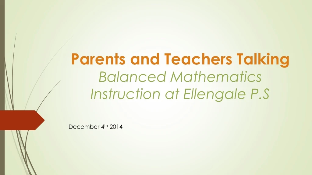parents and teachers talking balanced mathematics instruction at ellengale p s