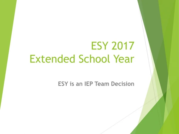 ESY 2017 Extended School Year