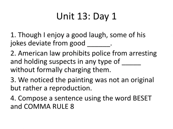 Unit 13: Day 1