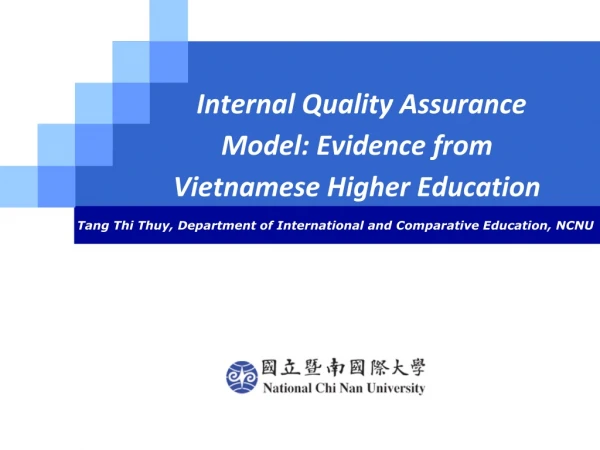Internal Quality Assurance Model: Evidence from Vietnamese Higher Education