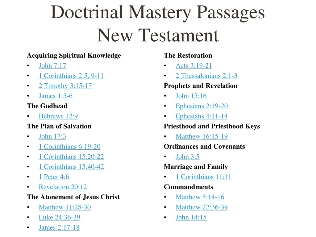 PPT Doctrinal Mastery Passages New Testament PowerPoint Presentation