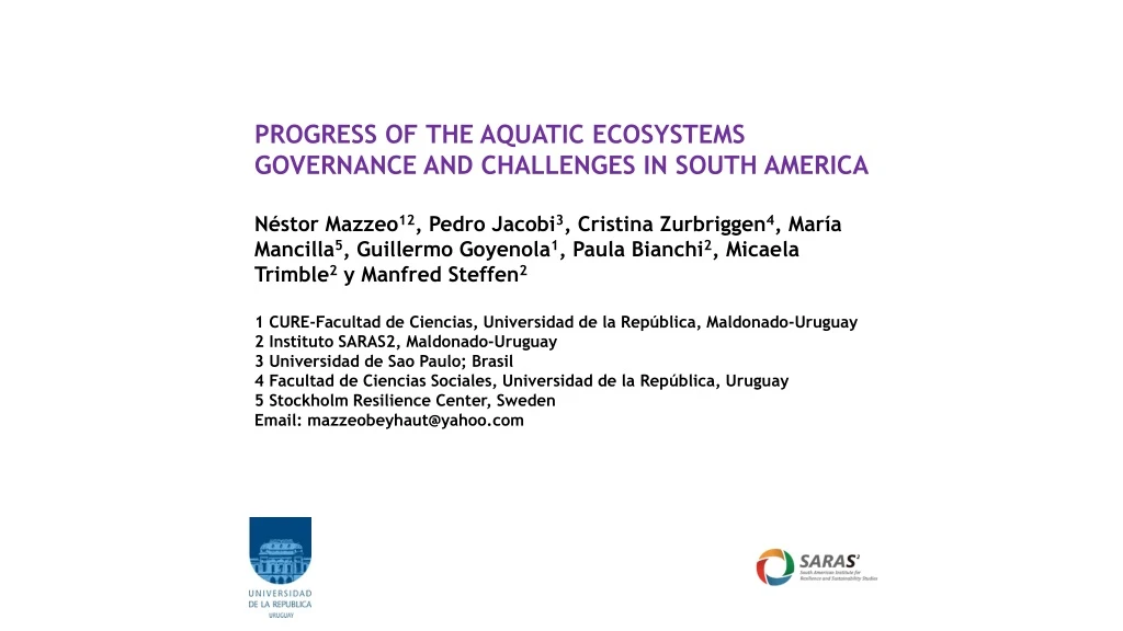 progress of the aquatic ecosystems governance