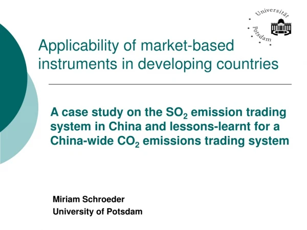 Applicability of market-based instruments in developing countries