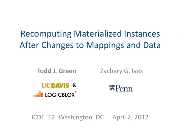 Recomputing Materialized Instances After Changes to Mappings and Data