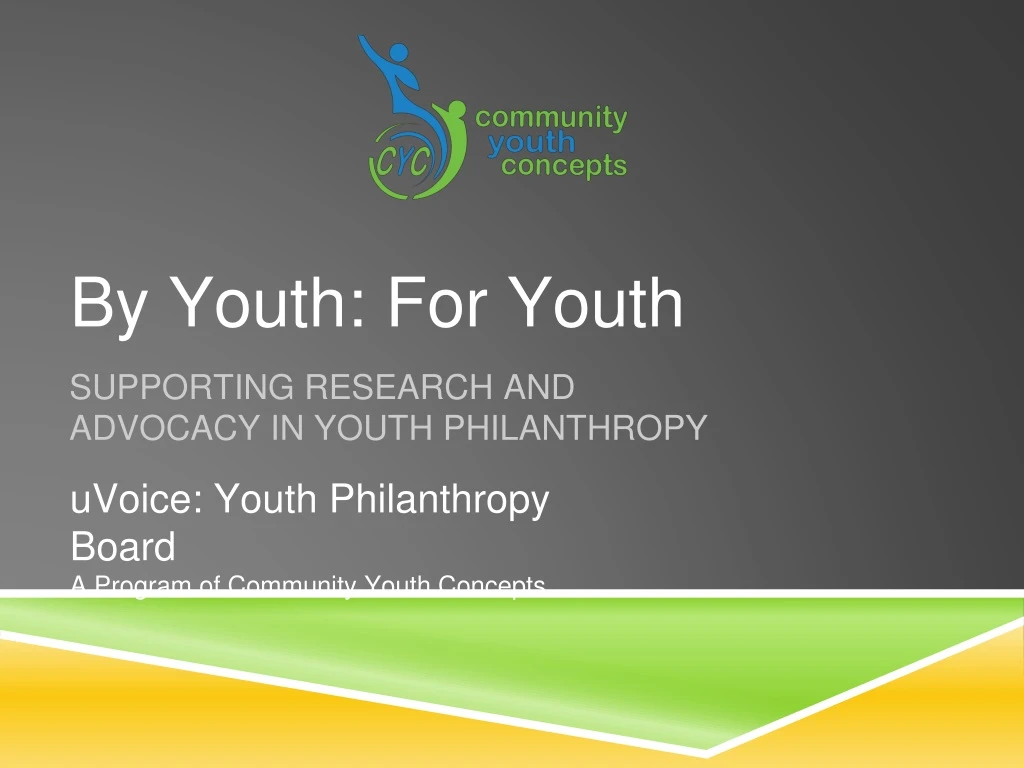 supporting research and advocacy in youth philanthropy