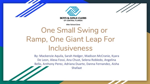 One Small Swing or Ramp, One Giant Leap For Inclusiveness