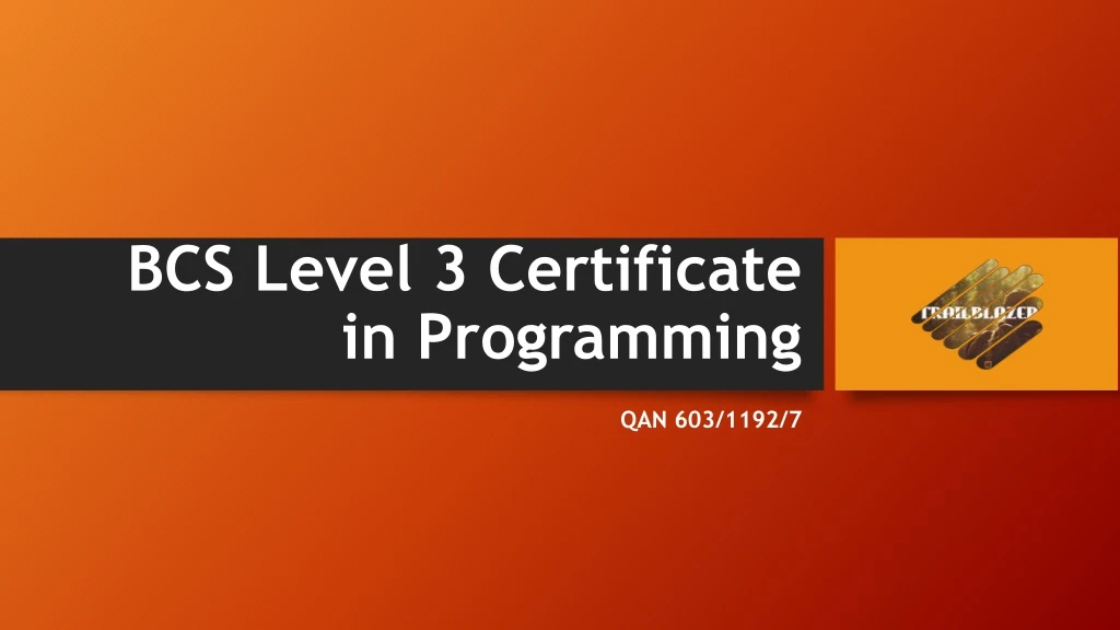 bcs level 3 certificate in programming