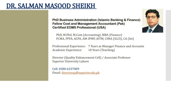 PhD Business Administration (Islamic Banking &amp; Finance)