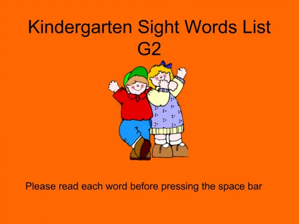 Kindergarten Sight Words List G2