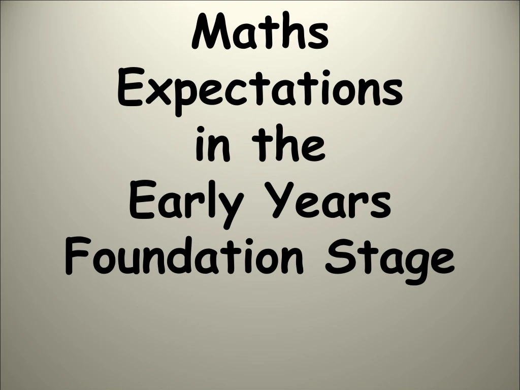 maths expectations in the early years foundation stage