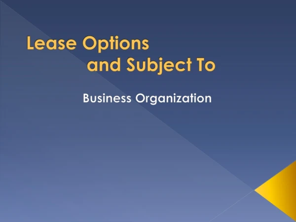 Lease Options and Subject To