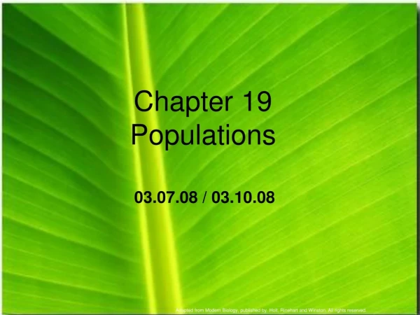 Chapter 19 Populations