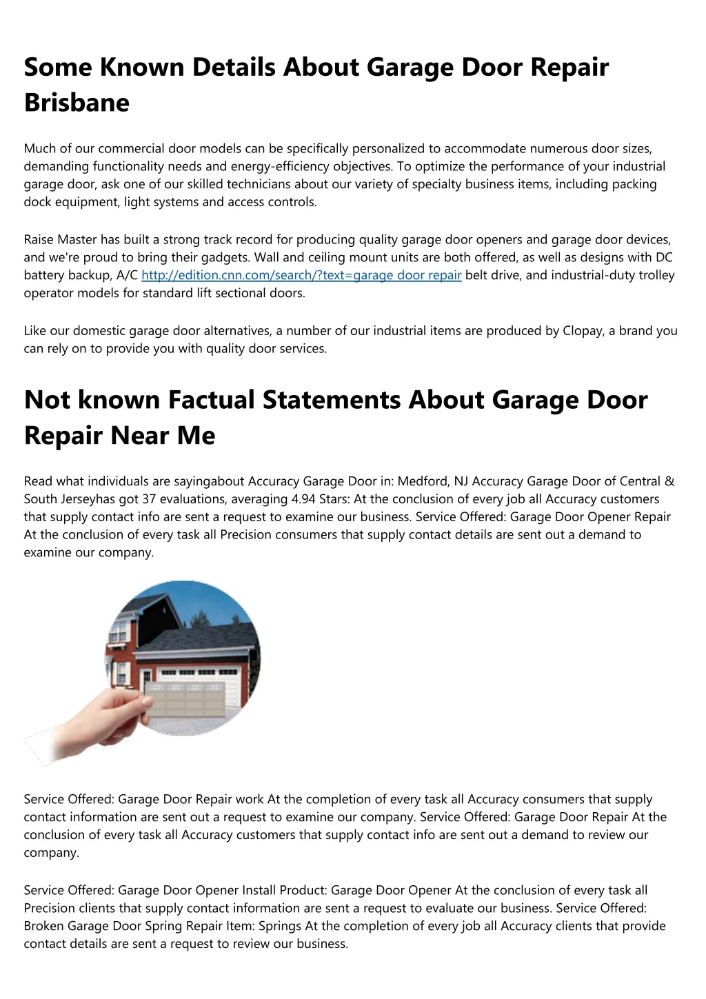 some known details about garage door repair