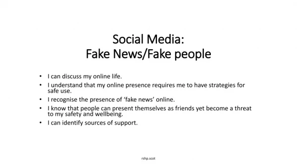 Social Media: Fake News/Fake people