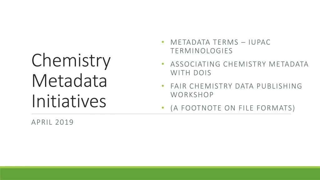 chemistry metadata initiatives