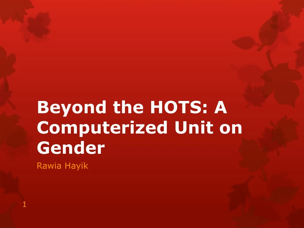 beyond the hots a computerized unit on gender