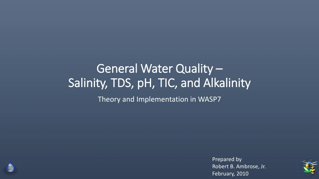 general water quality salinity tds ph tic and alkalinity