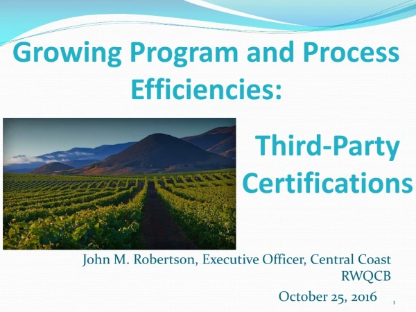 Growing Program and Process Efficiencies: