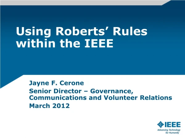 Using Roberts’ Rules within the IEEE