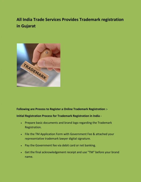 Best for trademark registration in Gujarat|All India Trade Service