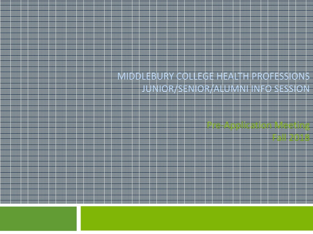 middlebury college health professions junior senior alumni info session