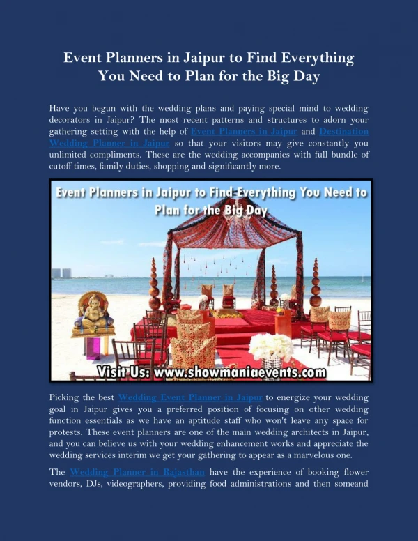 Event Planners in Jaipur to Find Everything You Need to Plan for the Big Day