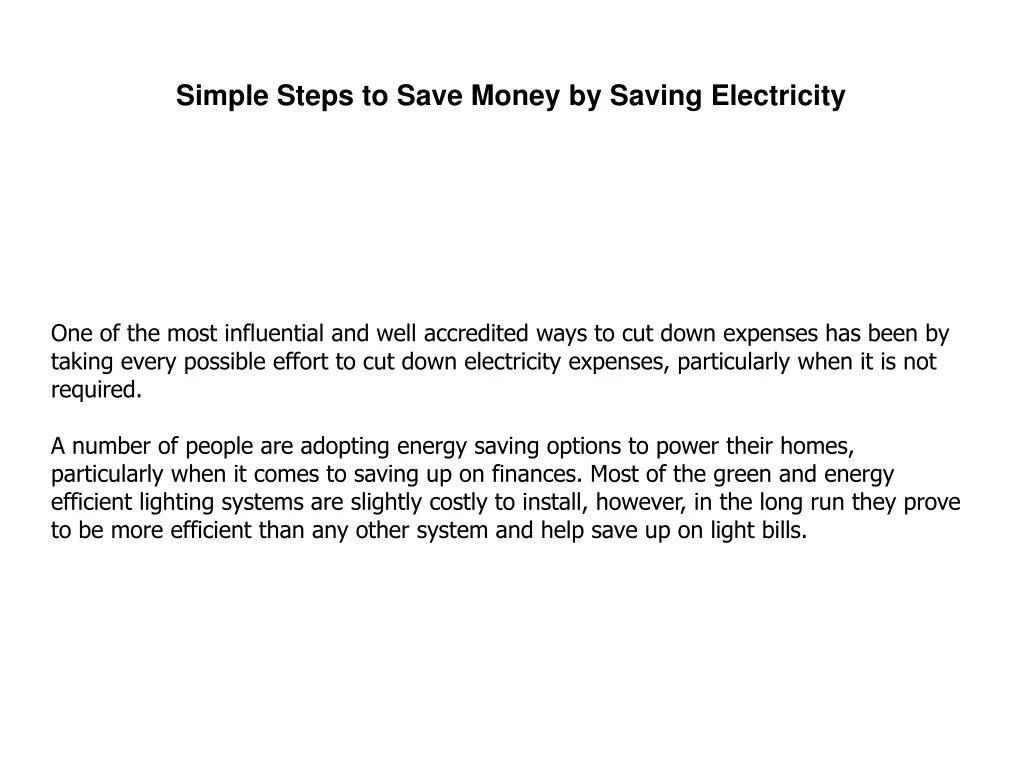 simple steps to save money by saving electricity
