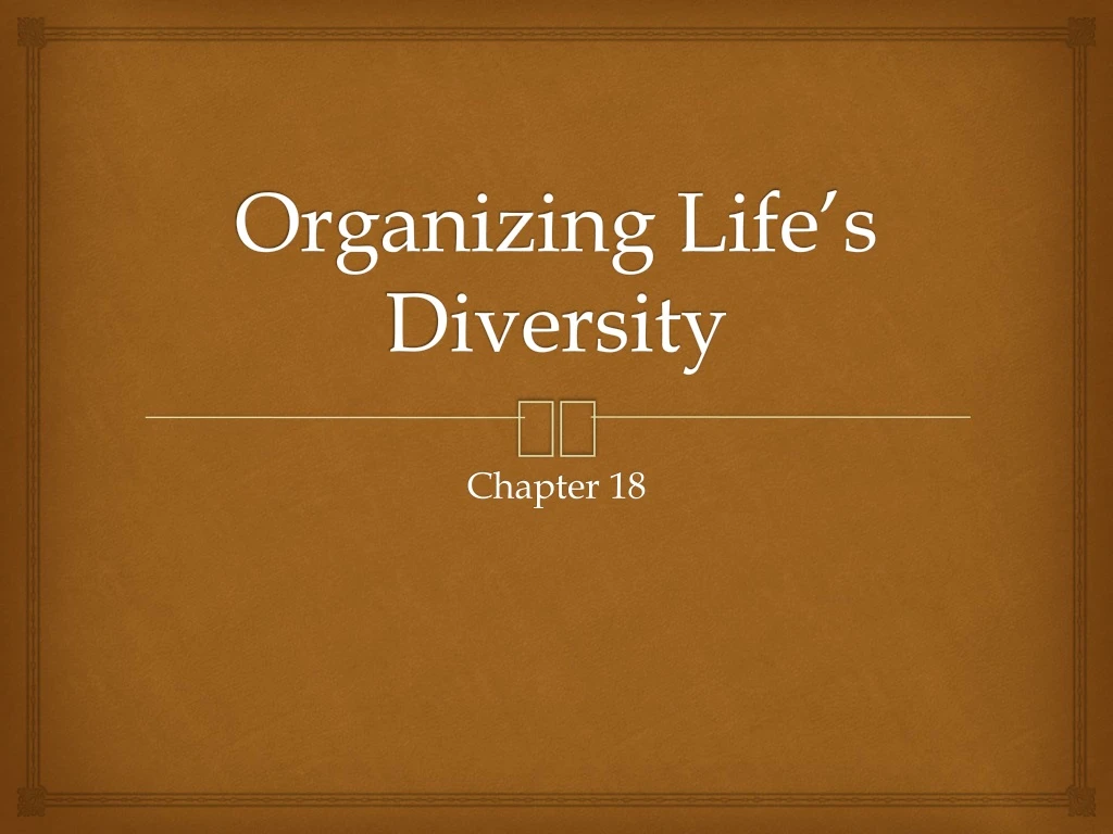 organizing life s diversity